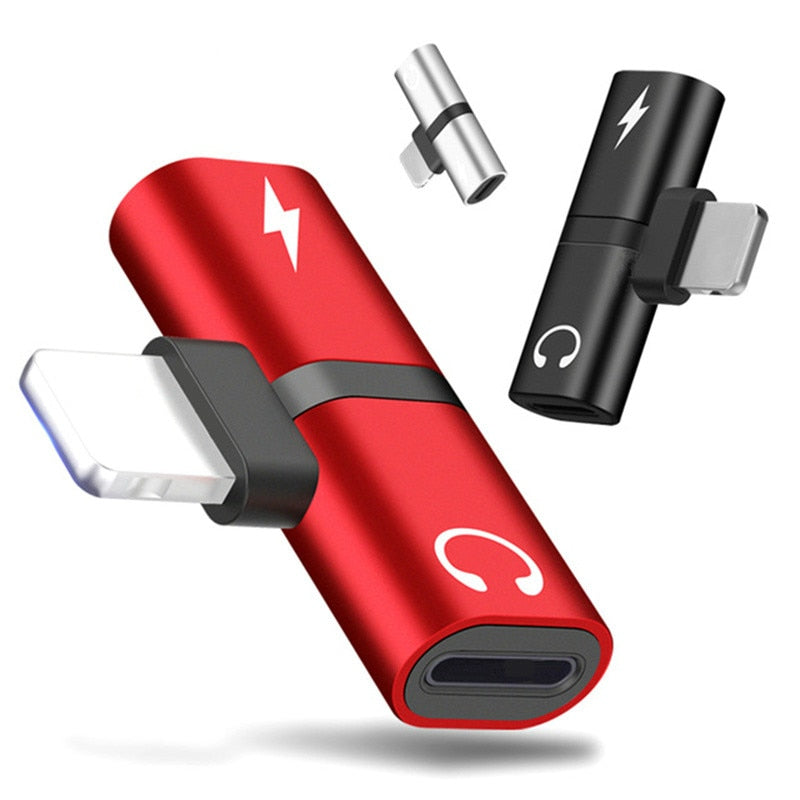 2 In 1 Dual Ports Headphone Adapter Phone Case for IPhone X XR XS Max 7 8 Plus 7Plus 8Plus Charger Audio Alloy Cover Accessories