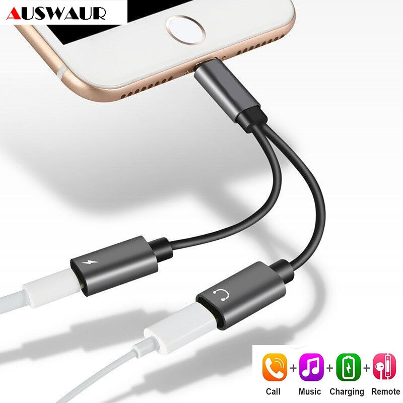 For iphone 7 8 Plus Earphone Audio Charging Adapter Splitter Cable Music /Phone Call/Charging Audio Cable for iphone X XR XS MAX